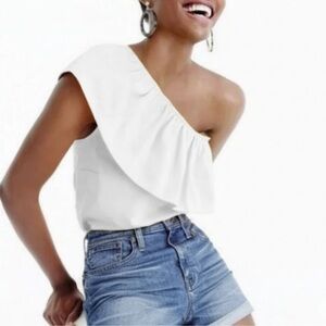 NWT - J. Crew Elegant White One-Shoulder Top